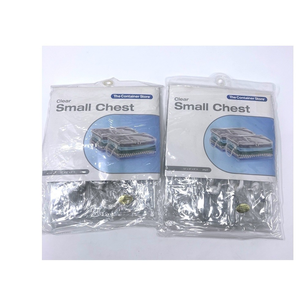 Lot Of 2 The Container Store Clear Small Chest Storage Bags 12x9x6 NOS Sealed